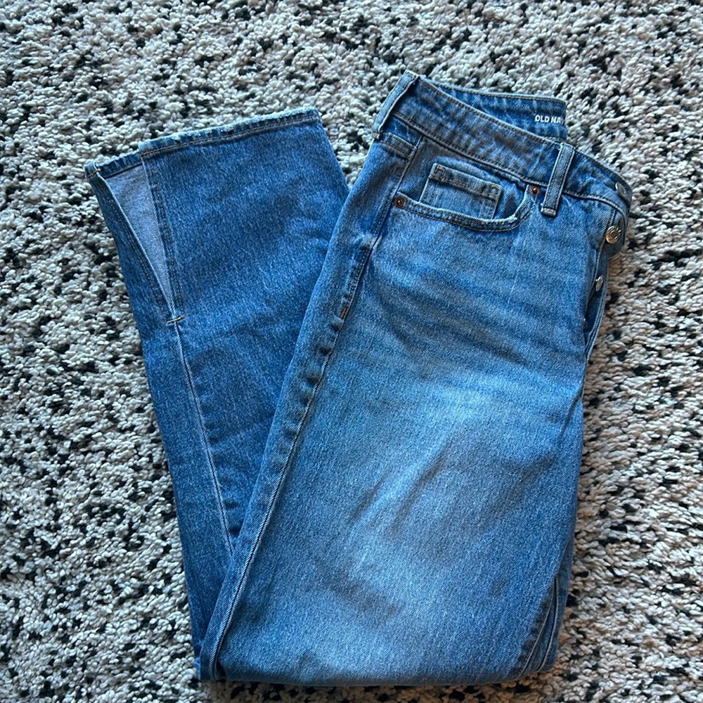Straight leg, leg slit, high rise, OG Loose, old navy
